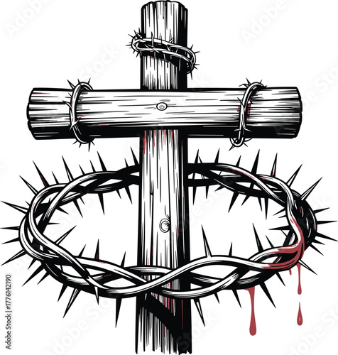 Jesus Cross Vector Illustration Christian Faith Design, Religious Jesus Cross Vector Art for Church and Worship, Christian Jesus Cross Symbol Vector for Faith and Hope, Holy Jesus Cross Vector Design 