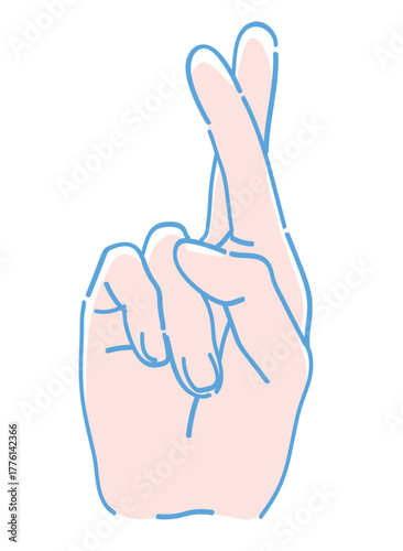 手のジェスチャーのイラスト。グッドラック。ベクターイラスト素材。