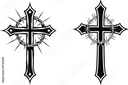 Jesus Cross Vector Illustration Christian Faith Design, Religious Jesus Cross Vector Art for Church and Worship, Christian Jesus Cross Symbol Vector for Faith and Hope, Holy Jesus Cross Vector Design 