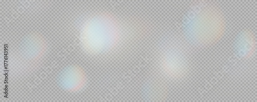 Set of rainbow light flares, reflection effect, falling confetti. Light rainbow lights with transparent effect, sparkling prism, stripe overlay, rainbow crystal, vector, png.