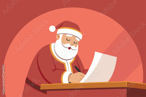 Santa Claus checking his naughty or nice list.