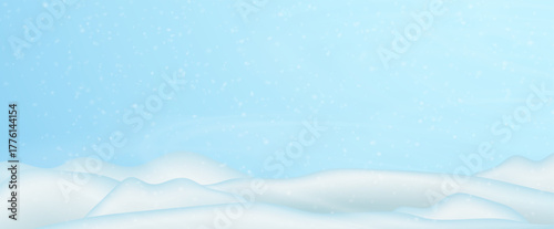 Realistic winter background, snowdrifts, snowdrifts, blizzard and wind, snow. Christmas winter landscape, 3D background with snow, vector transparent background, PNG.