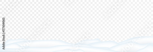 Realistic winter background, snowdrifts, snowdrifts, blizzard and wind, snow. Christmas winter landscape, 3D background with snow, vector transparent background, PNG.