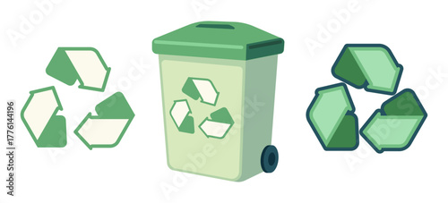 recycling bin and recycle symbols