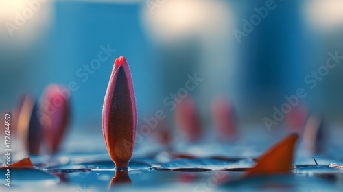 pink lotus flower in water, blues atmosphere, magazine style