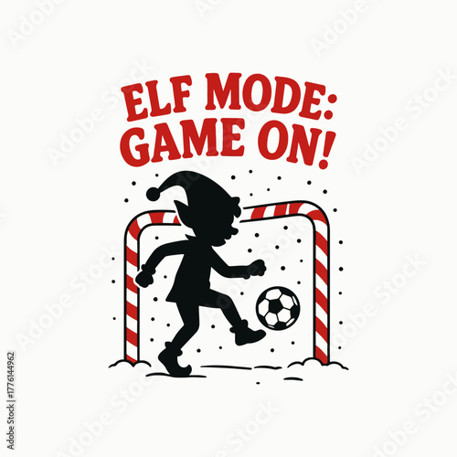 Elf mode game on christmas soccer silhouette