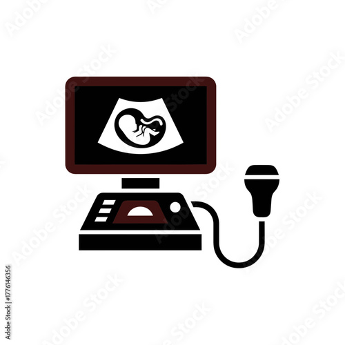 Ultrasound Machine Flat Vector Icon for Medical Sonography