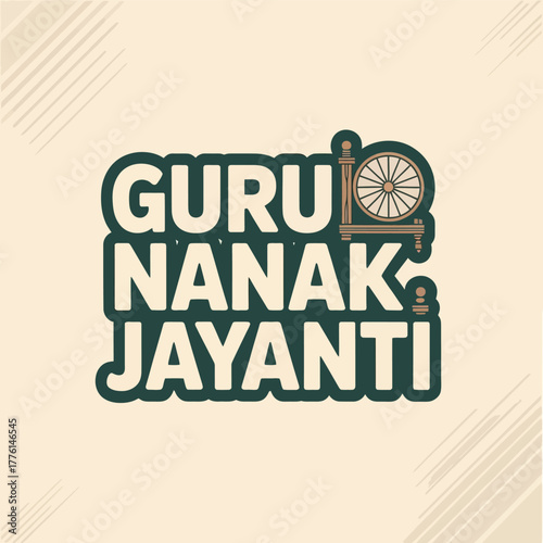 Guru Nanak Jayanti with Charkha Symbol and Typography