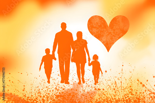 minimal family day illustration with parents child and home symbol