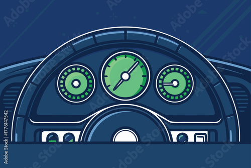 Electric car dashboard displays "green ene" indicator.