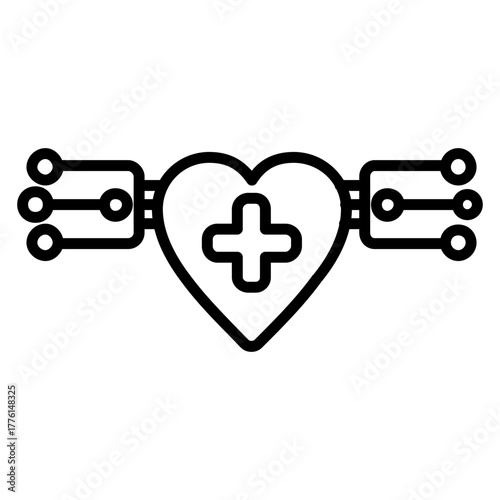 Heart with Plus Sign Health Technology Icon