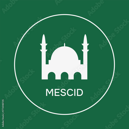 illustration of mosque in green background. plase for pray
