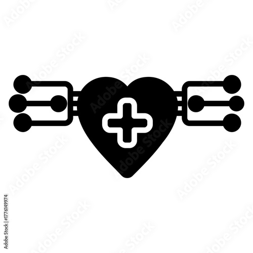 Heart with Plus Sign Health Technology Icon
