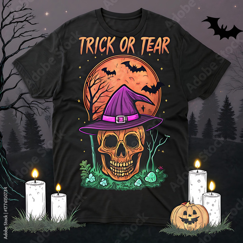 Neon Skull Rebellion – Halloween Night Glow Tee