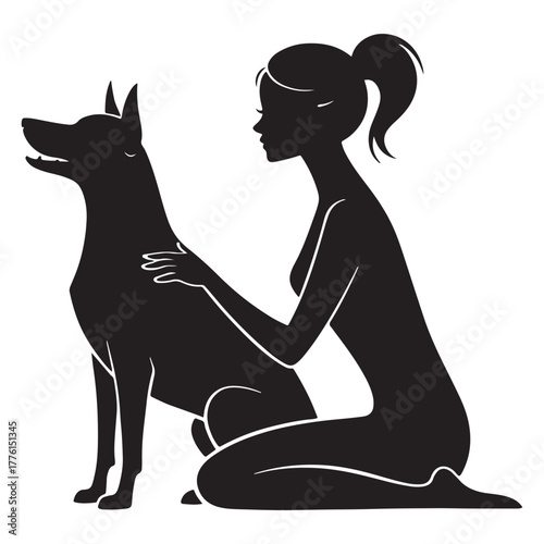 Woman with dog silhouette