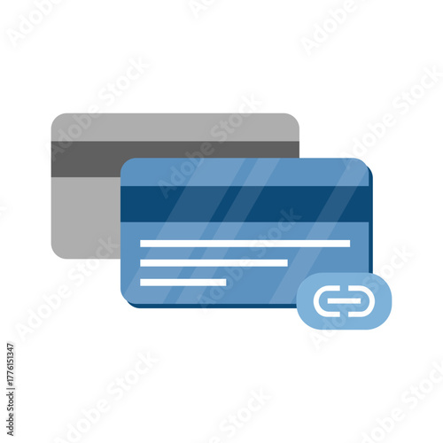 Link to bank account, connect with debit card concept illustration flat design vector.