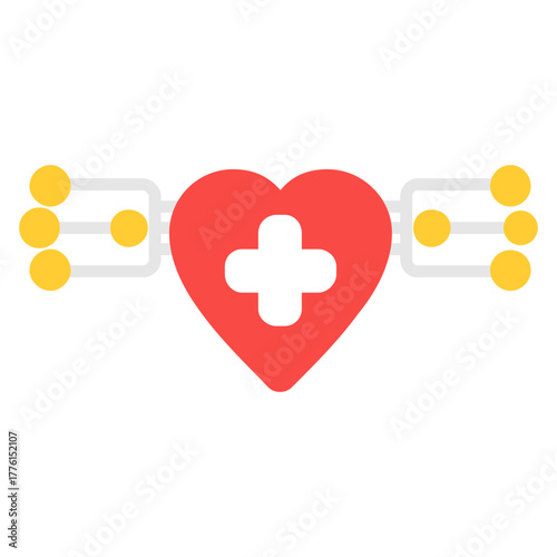 Heart with Plus Sign Health Technology Icon