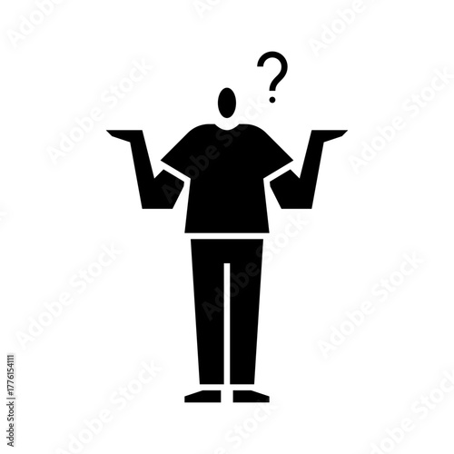 confused gesture glyph icon. a man doubt illustration.