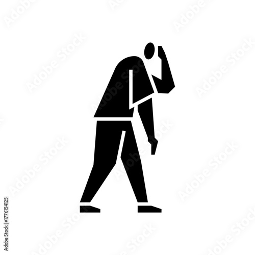 tired gesture glyph icon. fatigue gesture illustration.