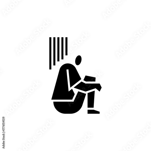 sad gesture glyph icon. a man unhappy illustration.