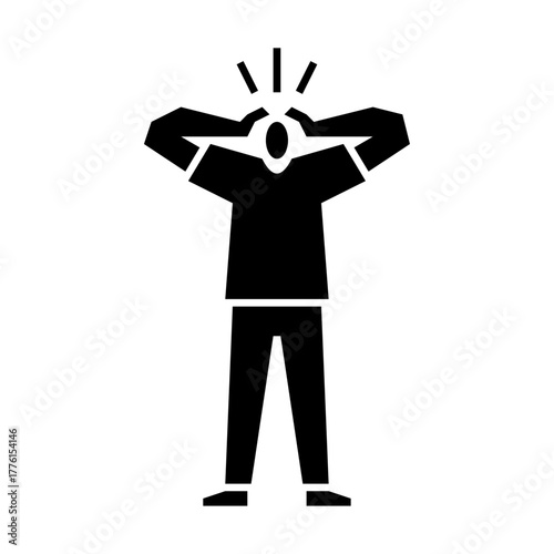 shock gesture glyph icon. surprise gesture illustration.