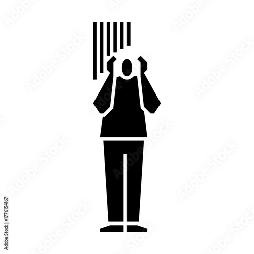 paranoid gesture glyph icon. anxiety illustration.