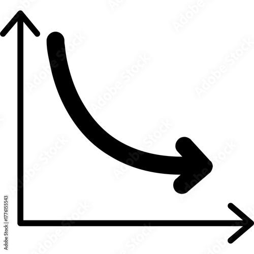 Downward Curve Graph with Arrow Illustration