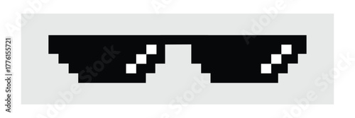 Glasses pixel art style 8-bit, thug lifestyle, vector glasses meme for design photos and pictures, easy to edit .Vector illustration EPS 10 .