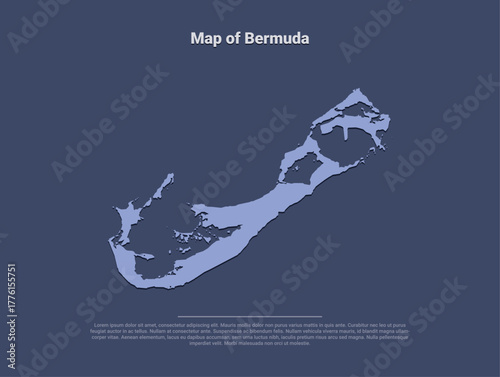 Map of Bermuda, minimalistic silhouette in soft blue on dark background