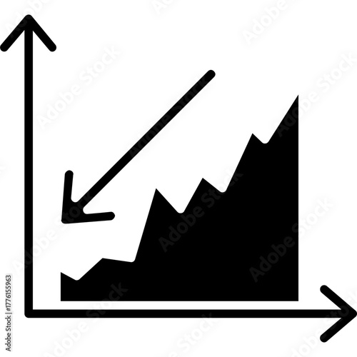 Line Graph with Downward Arrow Illustration