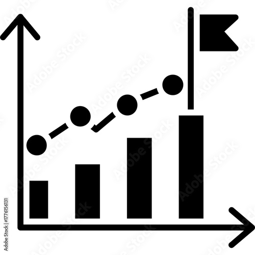Business Growth Graph Showing Financial Goal Achievement Illustration