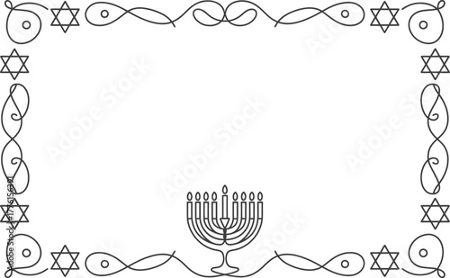 Hanukkah menorah star jewish holiday frame border decoration celebration design