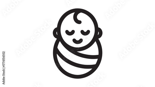 Minimalist baby icon simple line illustration for newborn concept isolated on white background