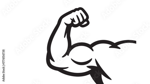 Biceps muscle illustration strong arm with clenched fist isolated on white background strength and power concept