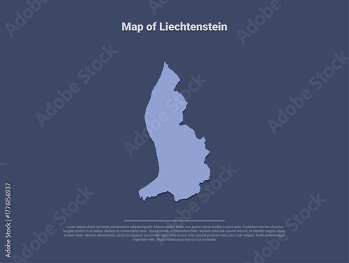 Map of Liechtenstein, minimalistic silhouette in soft blue on dark background