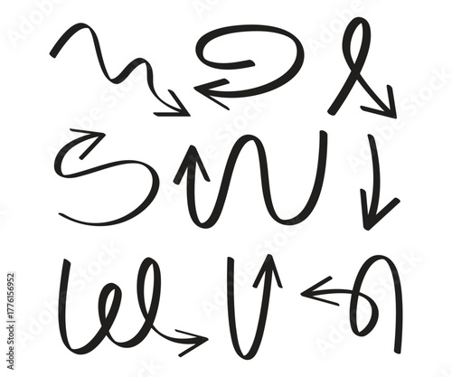 sketch and hand drawn arrows symbol vector illustration