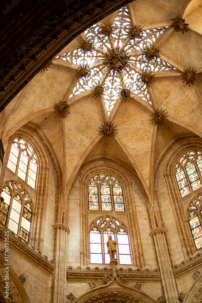 Fototapeta premium Burgos, Spain - August 12, 2025. The Cathedral of Santa María. Cupola of the Capilla de los Condestables.