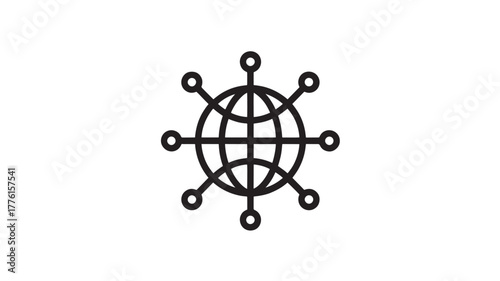 Global network icon simple line illustration of worldwide connection isolated on white background
