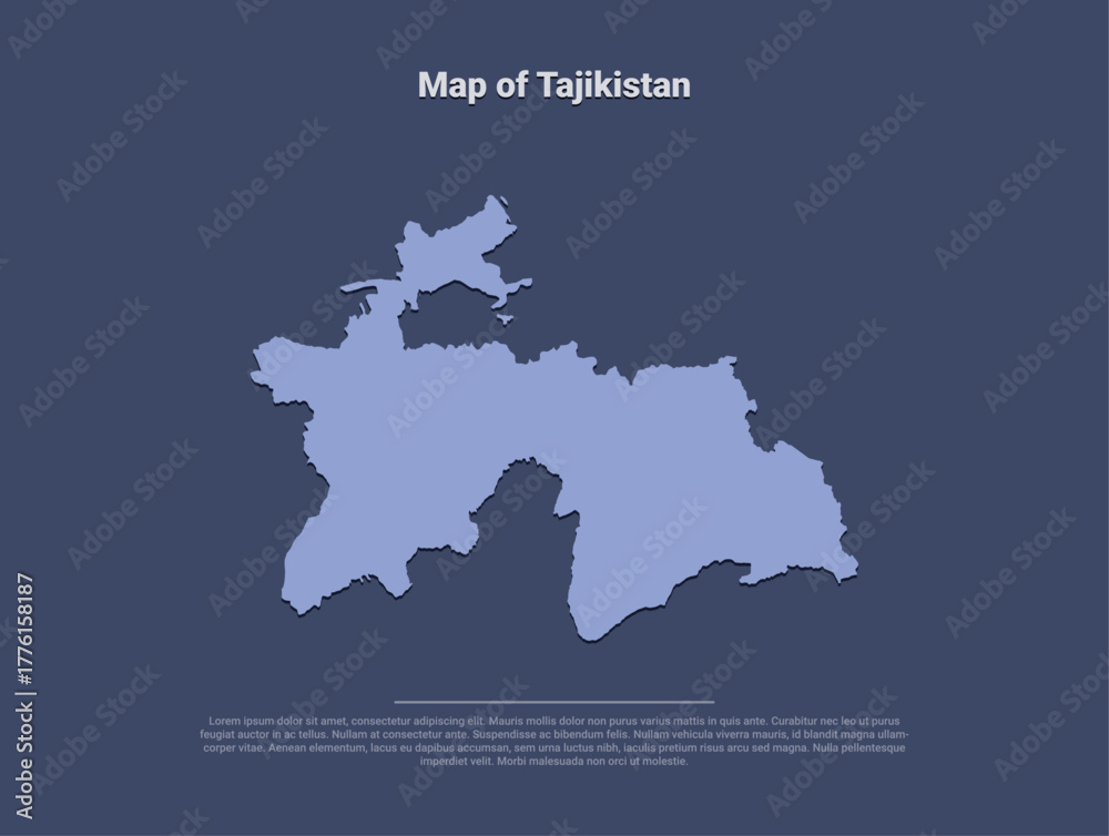 Fototapeta premium Map of Tajikistan, minimalistic silhouette in soft blue on dark background