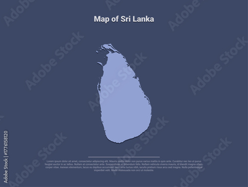 Map of Sri Lanka, minimalistic silhouette in soft blue on dark background