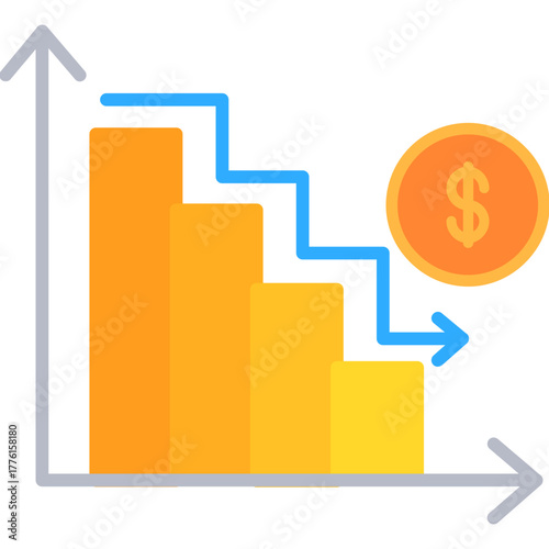 Downward Financial Graph with Coin