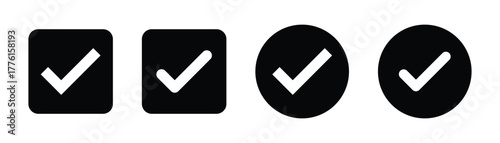 check mark icon button set. check box icon with right or correct buttons and yes checkmark tick box icons - checkbox symbol sign. check mark box square frame. vector illustration