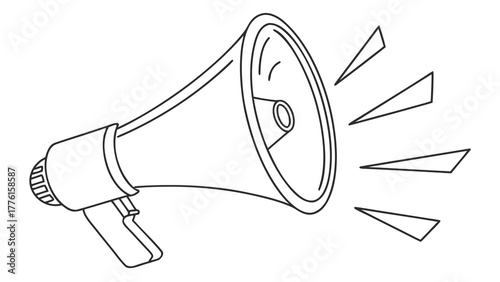 Bold announcement megaphone symbol amplifying message with dynamic sound waves, perfect for marketing campaigns and public speaking