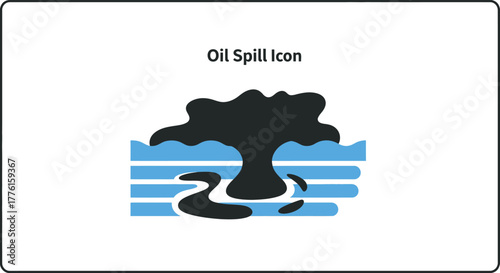 Oil Spill Icon Vector Illustration: Environmental Pollution and Marine Disaster Symbol on Water