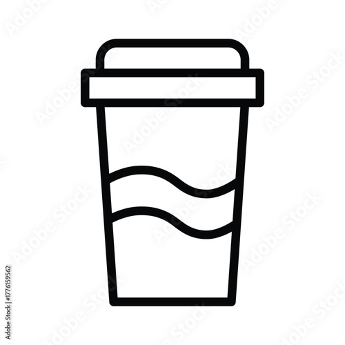 Outline Coffee Cup Illustration Icon Vector for Cafe and Beverage Design