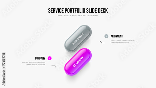 Financial Solution Two Option Diagram Slideshow Layout. Service Proposal 2 Element Infographic Presentation Template. Consulting Showcase Slide Design Vector Illustration.