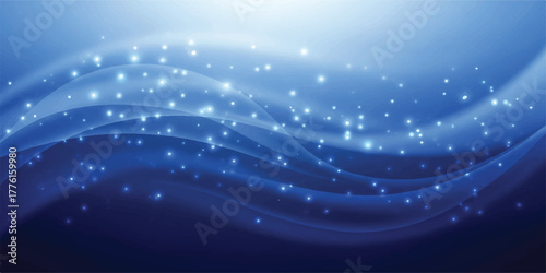 Abstract blue wave background with glowing particles elegant vector design for technology and science concepts suitable for presentations and web design
