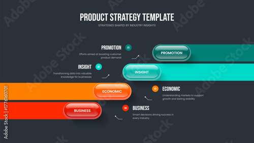 Corporate Performance 4 Option Infographic Frame Layout. Company Report Four Element Diagram Slide Design. Marketing Growth Slideshow Template Vector Illustration.