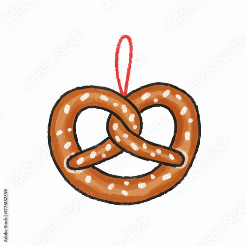 Crayon Drawing of a Pretzel Ornament