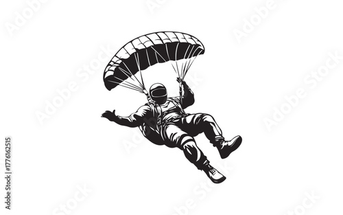 Parachute Skydiver Silhouette Illustration for Adventure and Sport Design